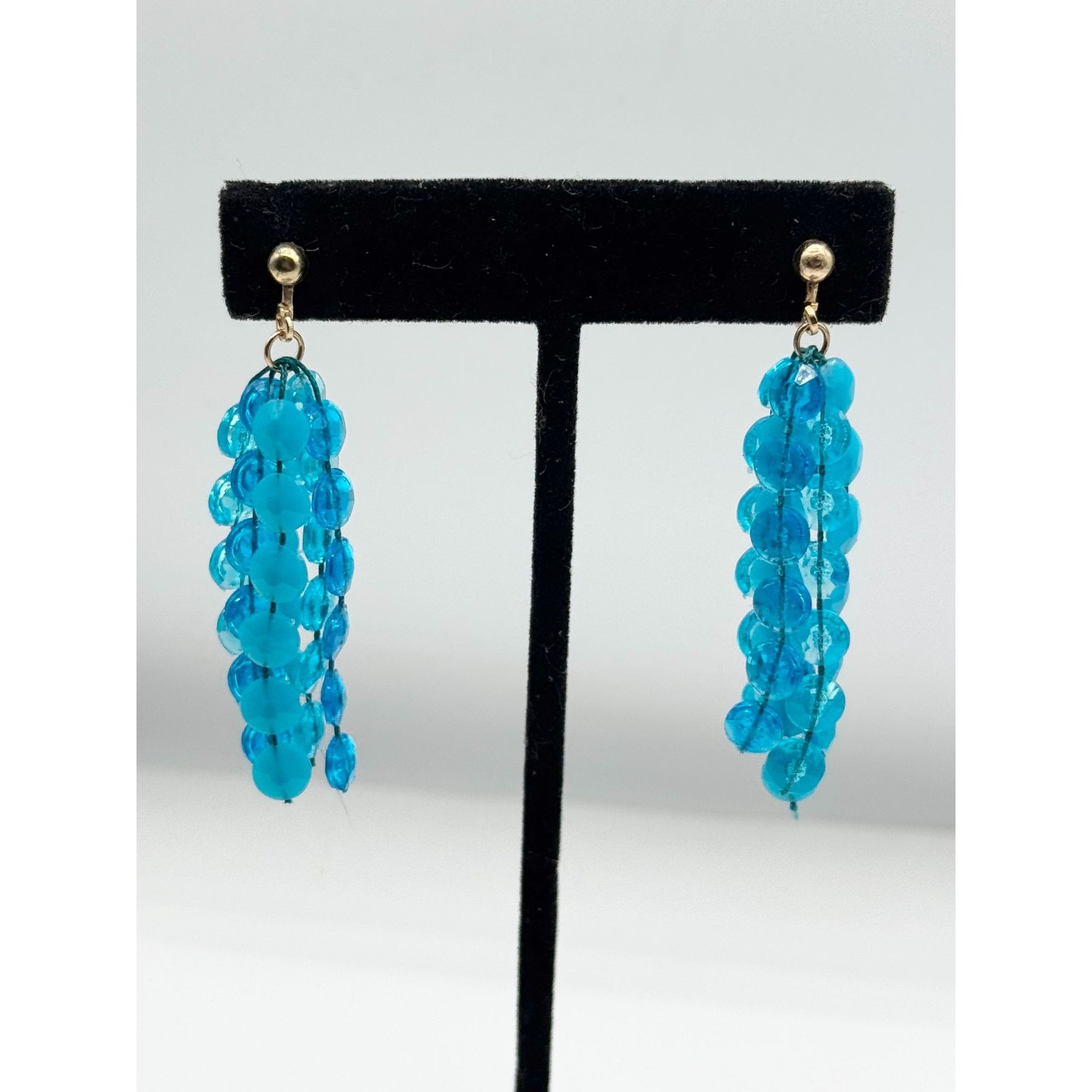 Vintage Vintage blue plastic tassel dangle earrings Size ONE SIZE - 1 Thumbnail