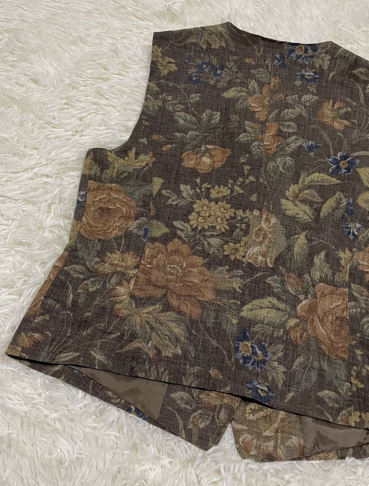 Burberry Vintage Burberrys' Floral Tapestry Vest Waistcoat 90s Size US XXS / EU 40 - 7 Thumbnail