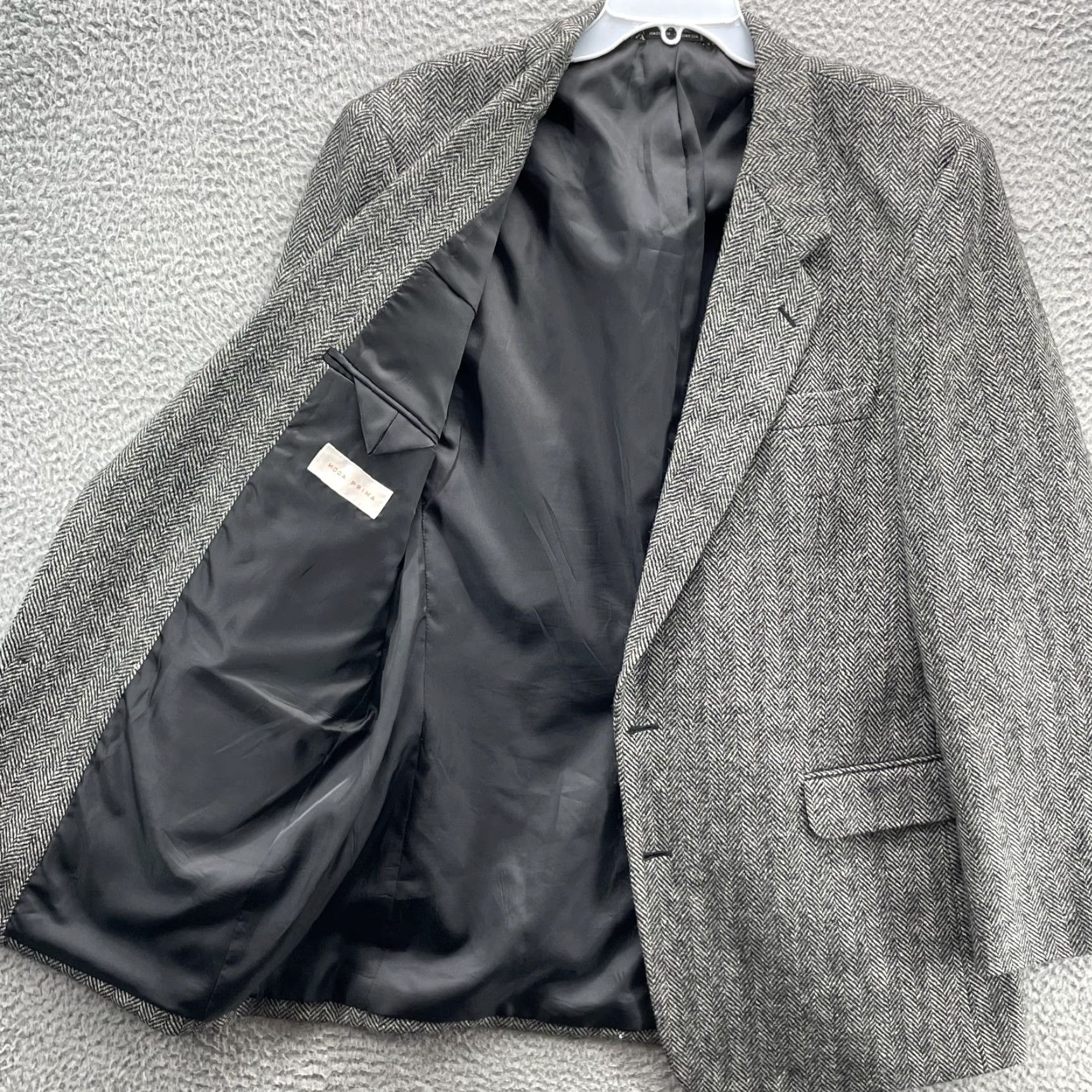 Jack Victor Moda Prima Blazer Men's 46 L 100% Wool Herringbone Corpcore Academia Business Size 46R - 7 Thumbnail