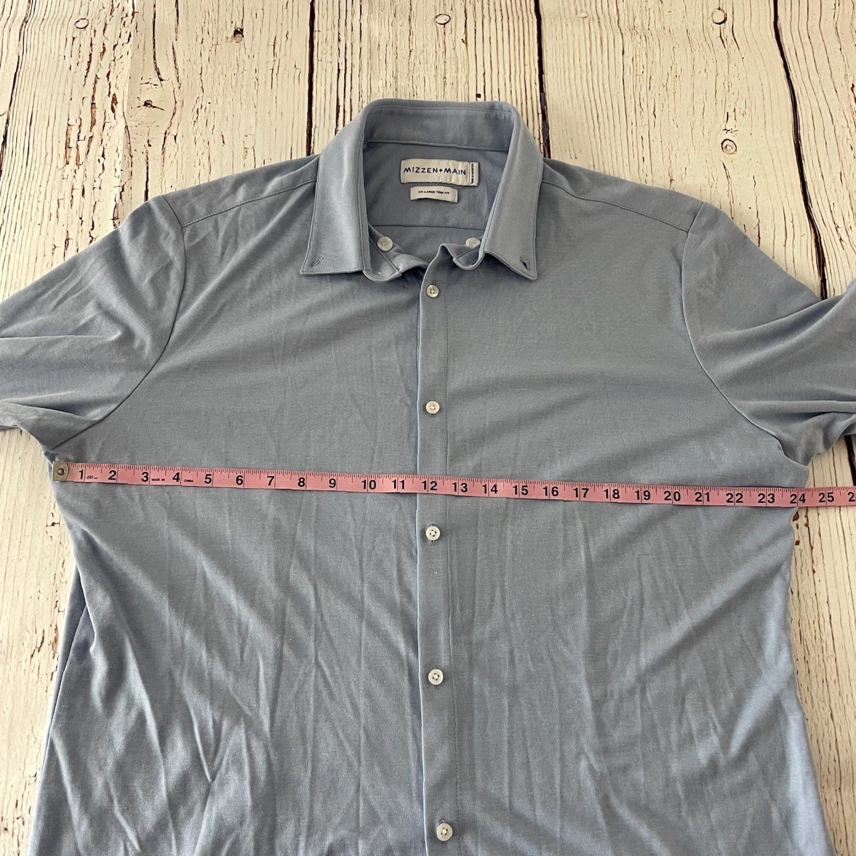 Mizzen+Main Mizzen+Main Button-Up Shirt MEN'S XXL Blue Long Sleeve Trim Fit Button Front Casual Shirt Size US XXL / EU 58 / 5 - 4 Thumbnail