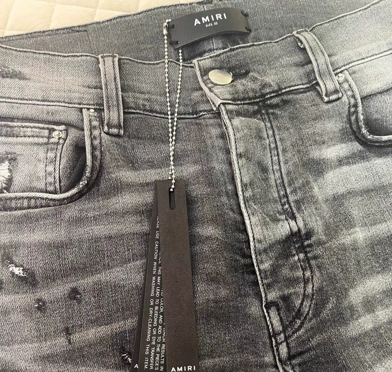 Amiri Amiri MX2 gray mixed leather jeans Size US 32 / EU 48 - 4 Thumbnail