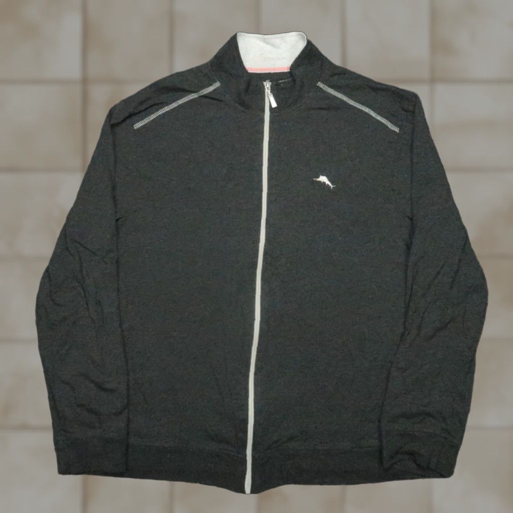 Tommy Bahama Tommy Bahama Jacket Mens XL Extra Large Blue Gray Cotton Modal Jersey Full Zip Pockets Track Jacket Size US XL / EU 56 / 4 - 1 Thumbnail