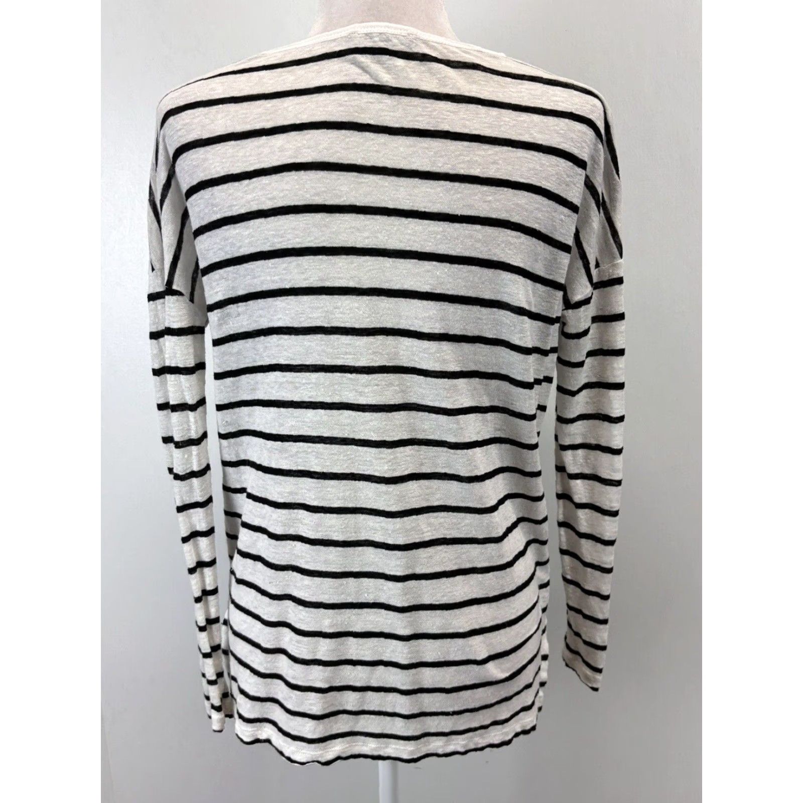 Vince Vince Women's Linen Long Sleeve Striped Shirt Top XS Multicolor Size XS / US 0-2 / IT 36-38 - 3 Thumbnail