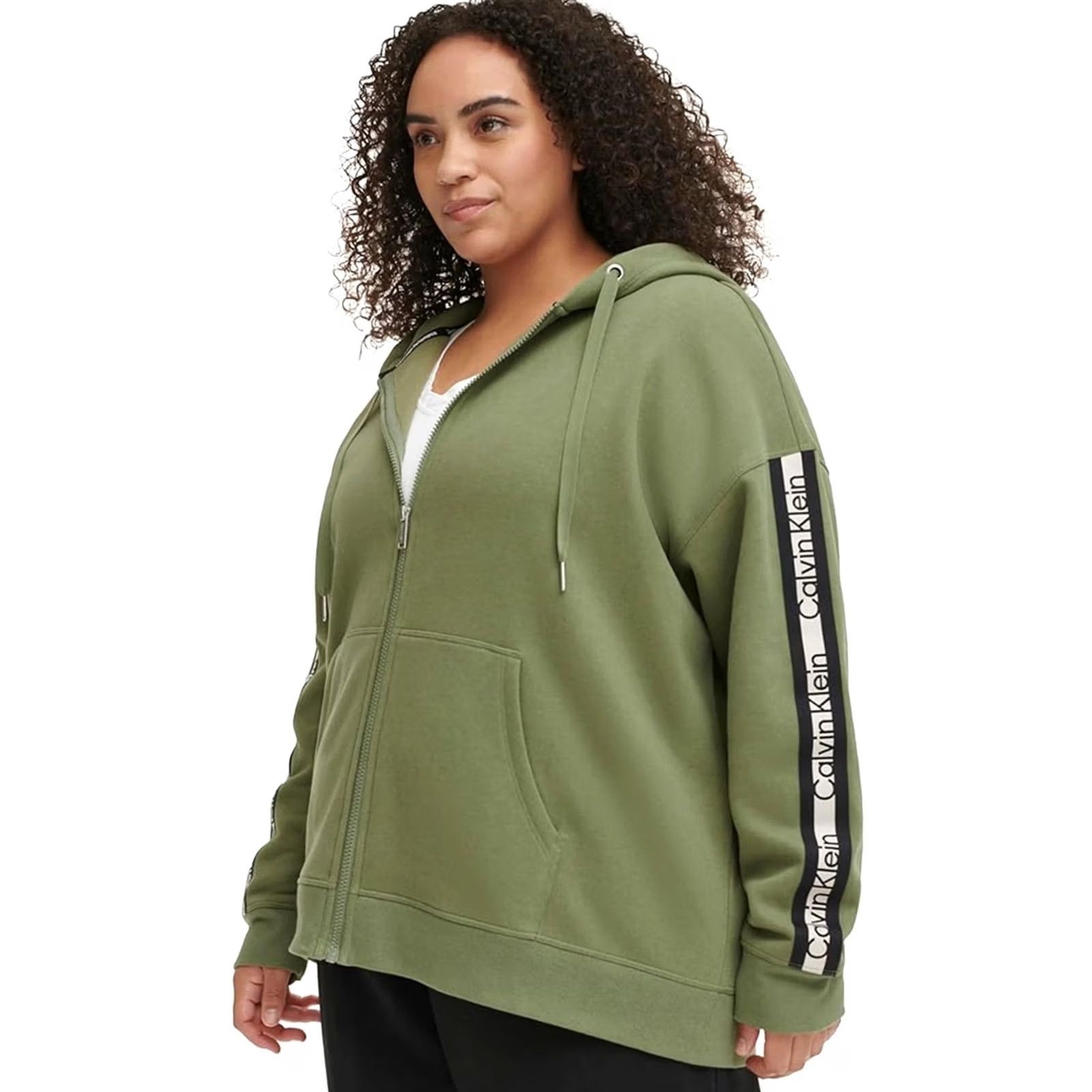 Calvin Klein Calvin Klein Womens Hoodie Sweatshirt green Plus Size 2X Running Logo Tape Size XXL / US 16-18 / IT 52-54 - 2 Thumbnail