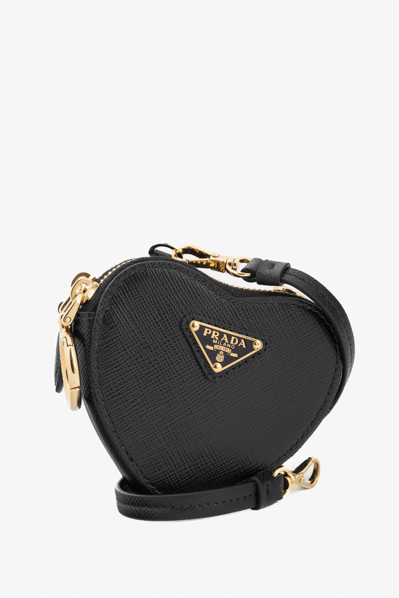 Prada Prada Nero Saffiano Leather Mini Heart Pouch Size ONE SIZE - 1 Thumbnail