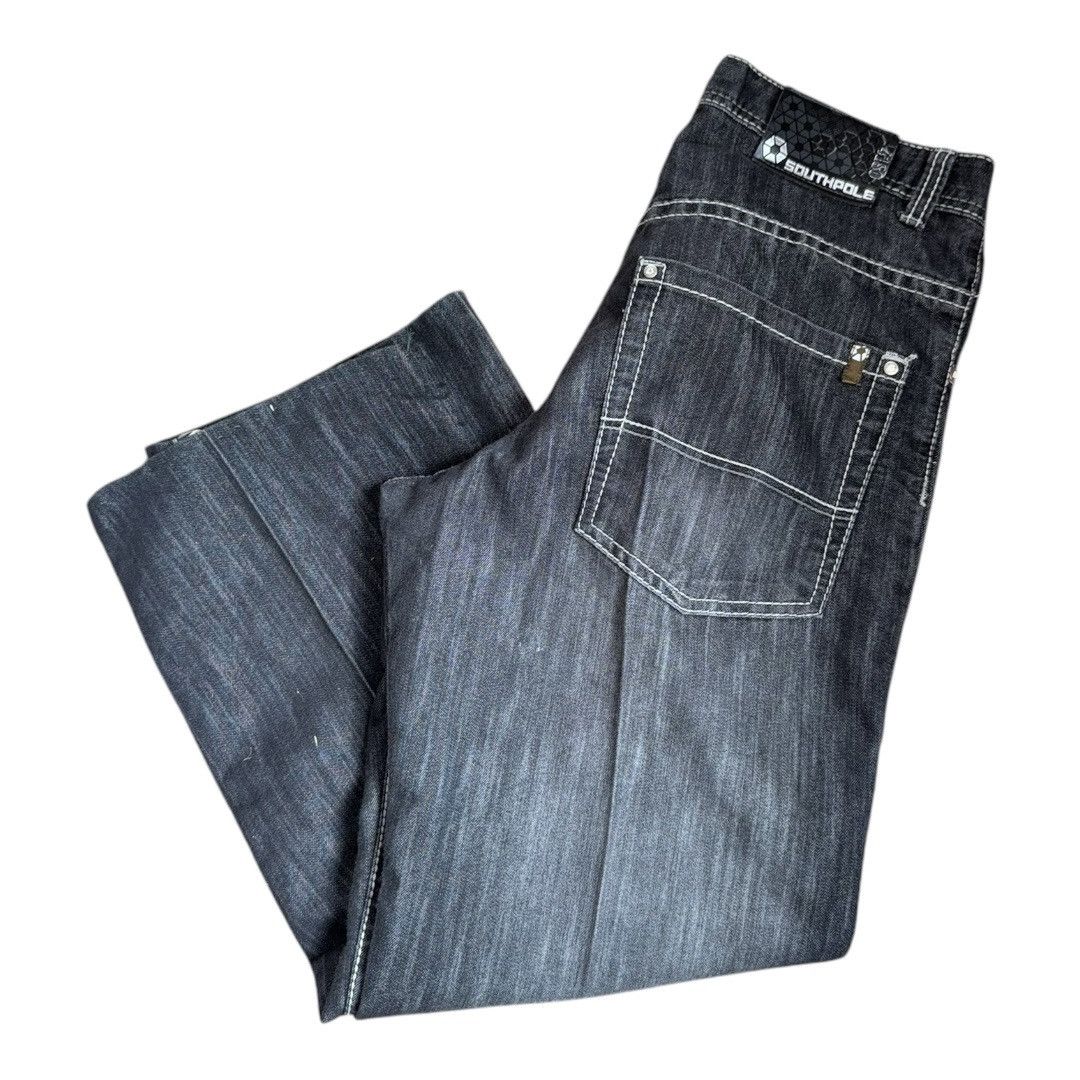Southpole × Vintage Vtg Southpole Jeans Mens Sz 34x30 Black Faded Baggy Wide Leg Size US 34 / EU 50 - 11 Thumbnail