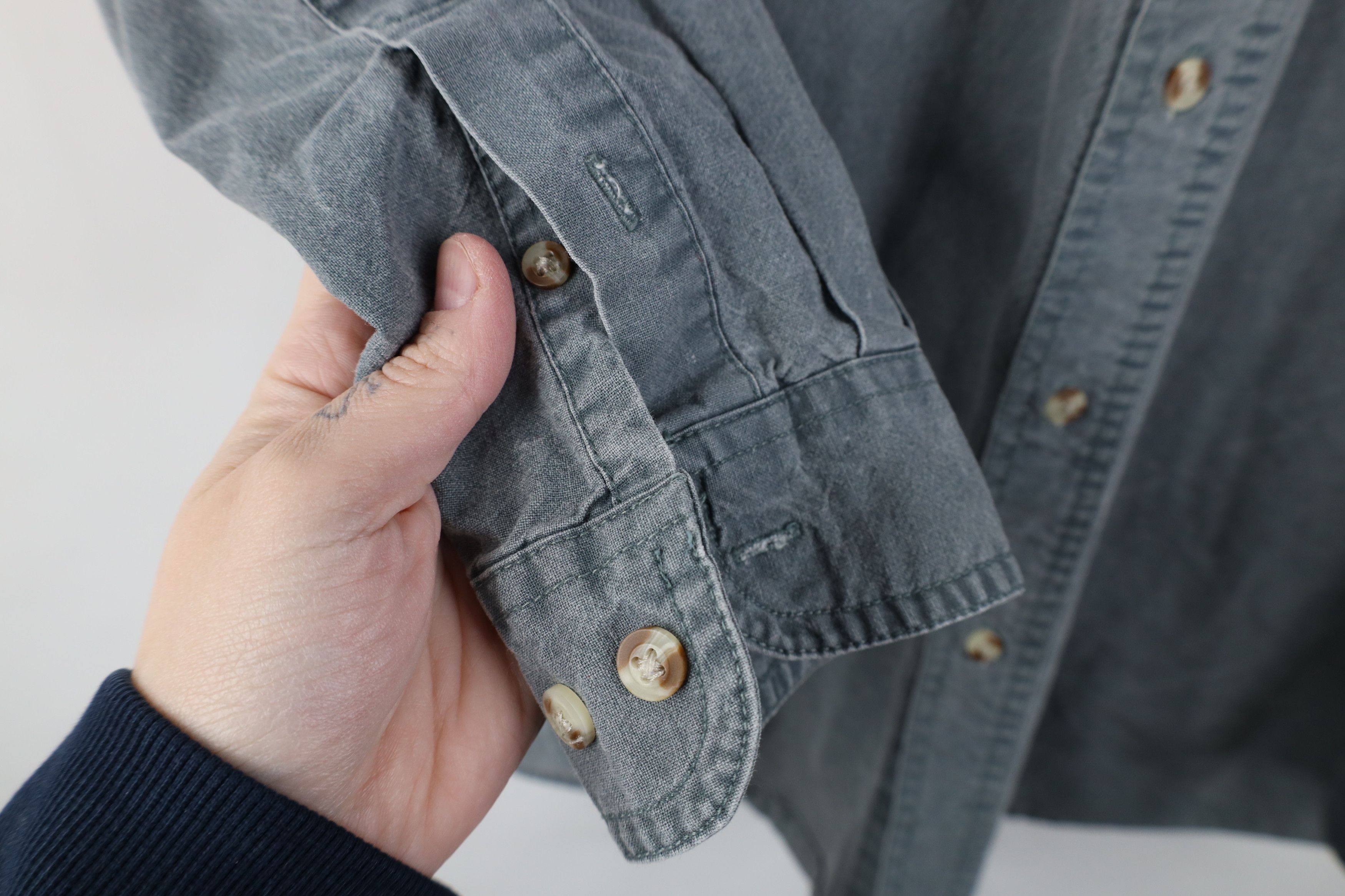 Vintage Vintage 90s Streetwear Stonewash Collared Button Shirt Green Size US M / EU 48-50 / 2 - 10 Thumbnail