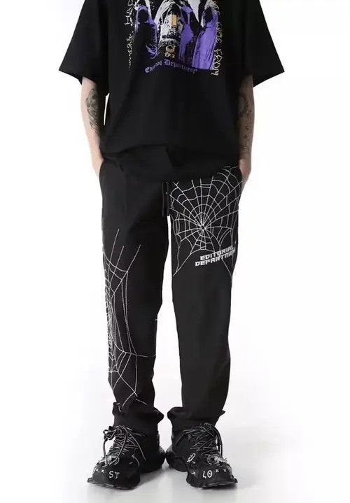 image of Vintage Spider Web Pants in Black, Men's (Size 32)