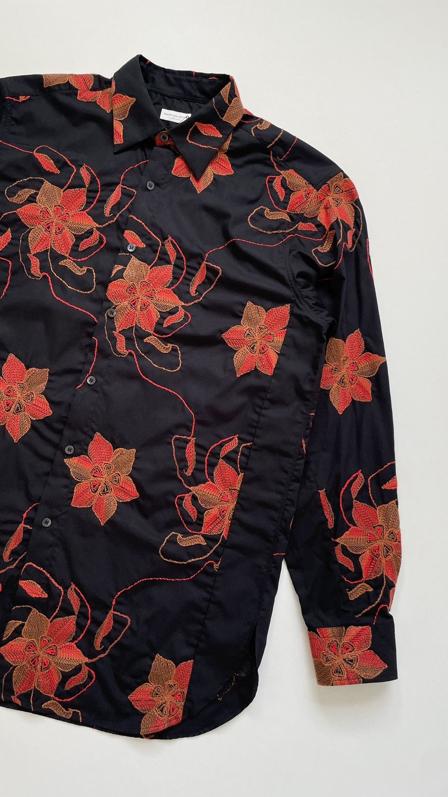 Dries Van Noten A/W 17 ‘Flower Embroidered’ Black Shirt Size US M / EU 48-50 / 2 - 8 Thumbnail