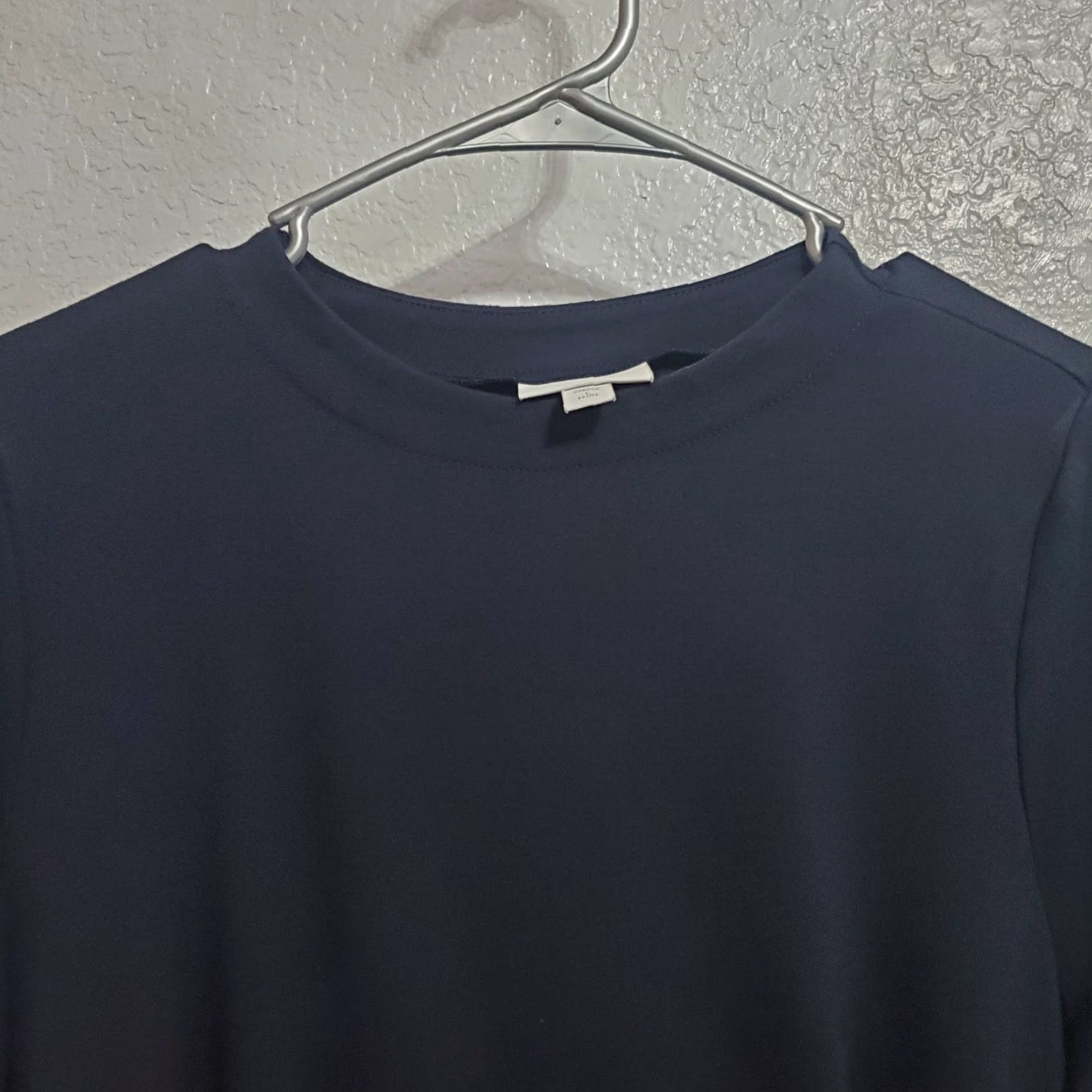 Vintage J Jill Ponte Dress Women Petite L Navy Blue Knit 3/4 Sleeve Ruffle Pockets Office Knee Length Pullover Vintage: No Size L / US 10 / IT 46 - 5 Thumbnail