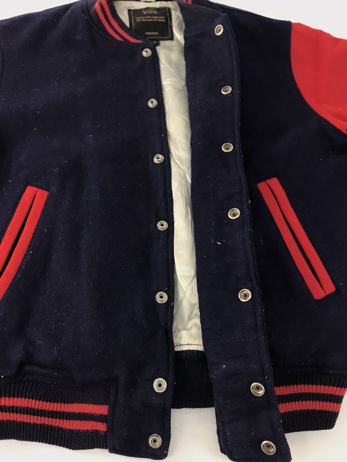Vintage VOX Simple Varsity Jacket Wool Sleeve Quilted Padded Inner Size US M / EU 48-50 / 2 - 4 Thumbnail