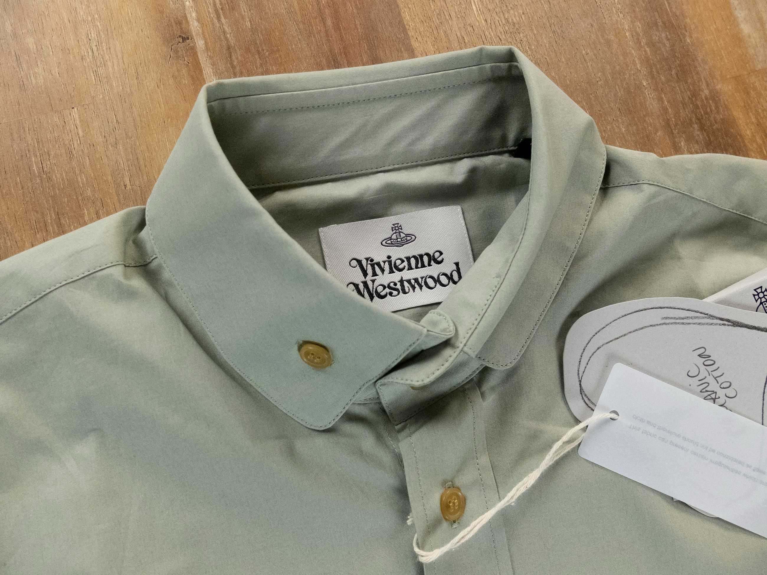 VIVIENNE WESTWOOD green small orb embroidered shirt Medium