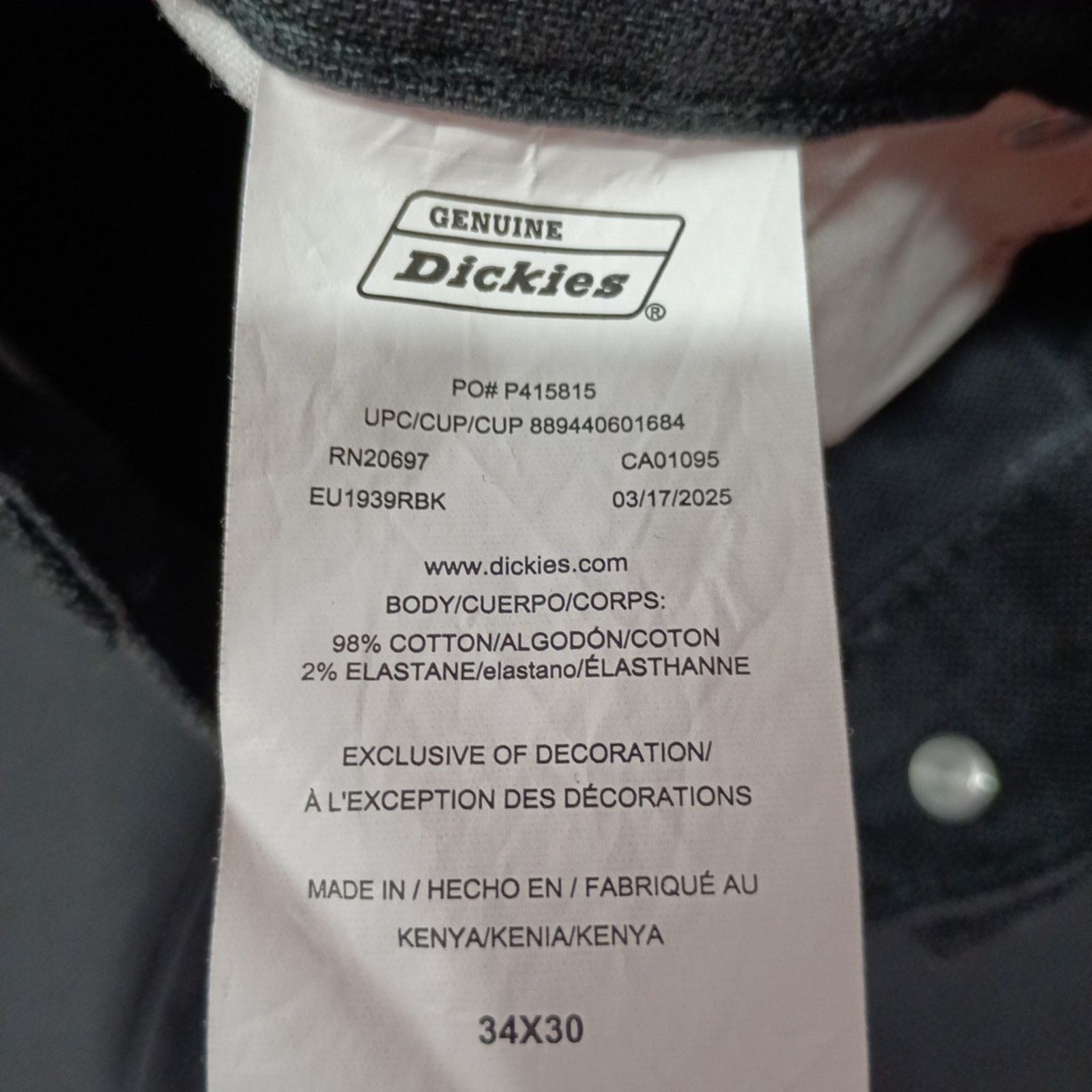 Dickies Dickies Carpenter Pants Mens 34x30 Black Duck Canvas Pockets Size US 34 / EU 50 - 5 Thumbnail