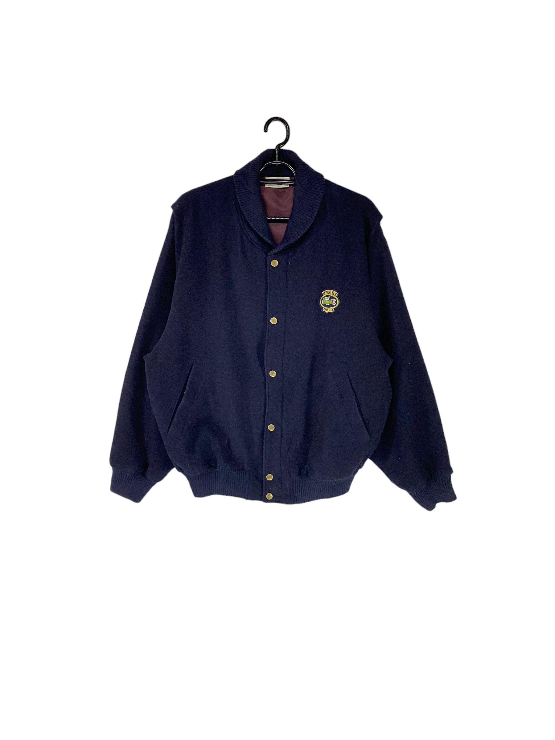 90s Lacoste shawl collar satin line wool bomber jacket