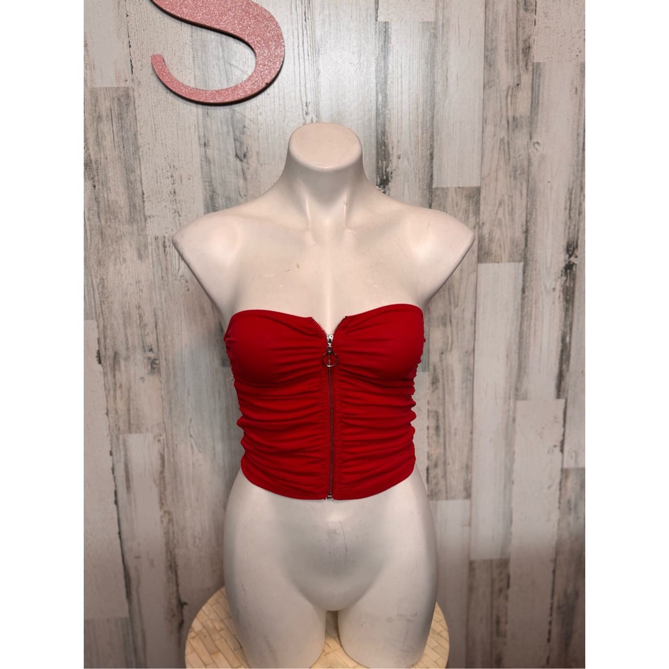 Other Ambiance Red Strapless Zip-Up Tube Top – Size S Size S / US 4 / IT 40 - 6 Thumbnail
