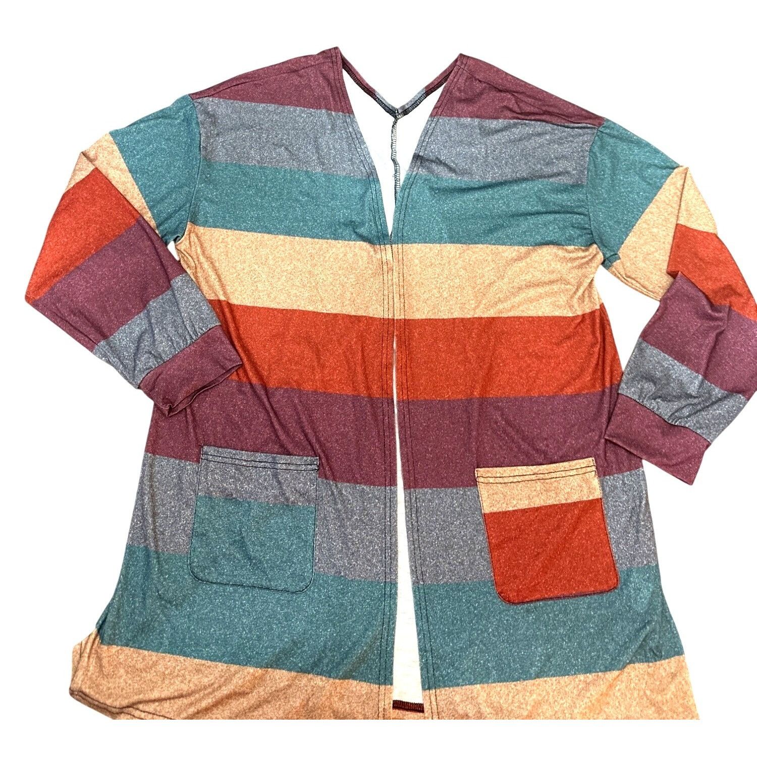 Other CCC Colorful Striped Cardigan With Front Pockets Lightweight Size XL / US 12-14 / IT 48-50 - 5 Thumbnail