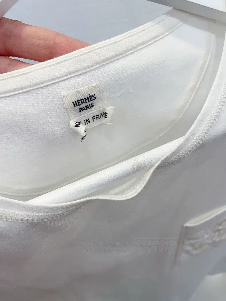 Hermes Hermes Embroidered white T-shirt Size XS / US 0-2 / IT 36-38 - 3 Thumbnail