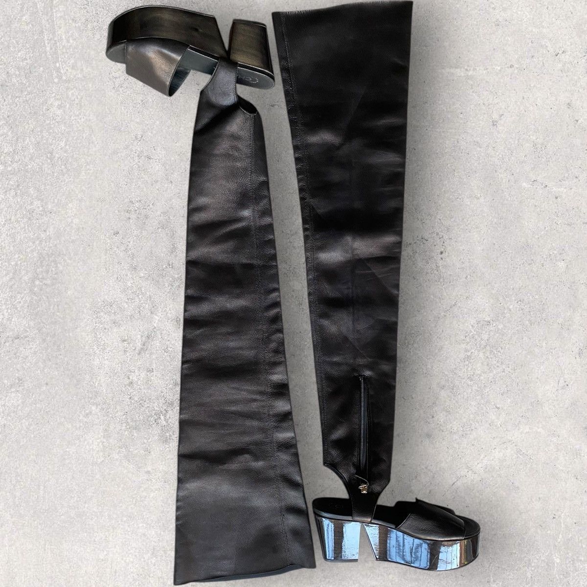 Chanel Runway SS11 Platform Open Toe Over Knee High Boots Size US 7 / IT 37 - 2 Thumbnail