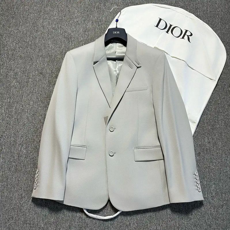 Dior Dior Men's Long Sleeve Silver Wool Jacket 0089 Size US L / EU 52-54 / 3 - 1 Thumbnail