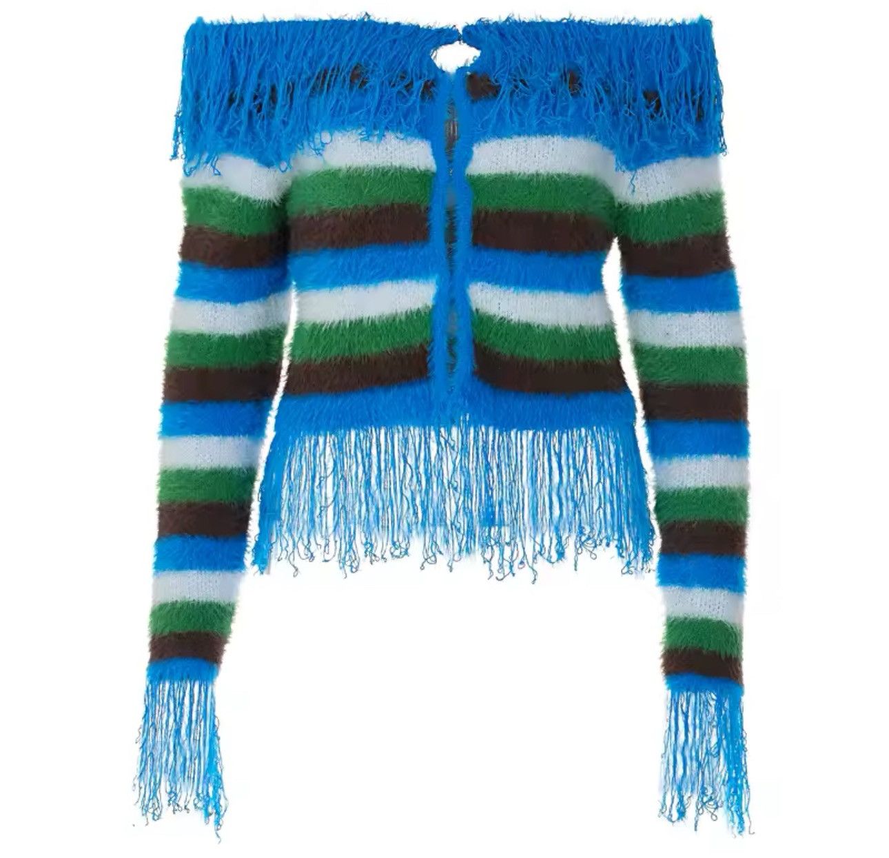 Other Knitwear Striped Design Y2k Off Shoulder Sweater Cardigan Size S / US 4 / IT 40 - 5 Thumbnail