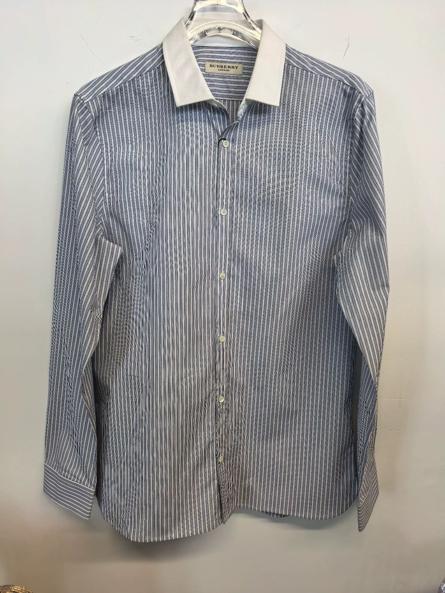 Burberry Burberry Men's Long Sleeve Striped Shirt Size US M / EU 48-50 / 2 - 1 Thumbnail