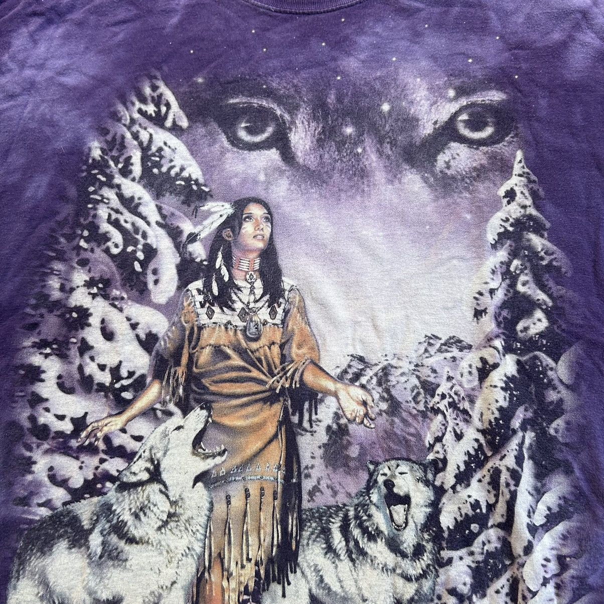 The Mountain Vintage 90s The Mountain Tie Dye Native American Wolf Shirt Size US XL / EU 56 / 4 - 5 Thumbnail