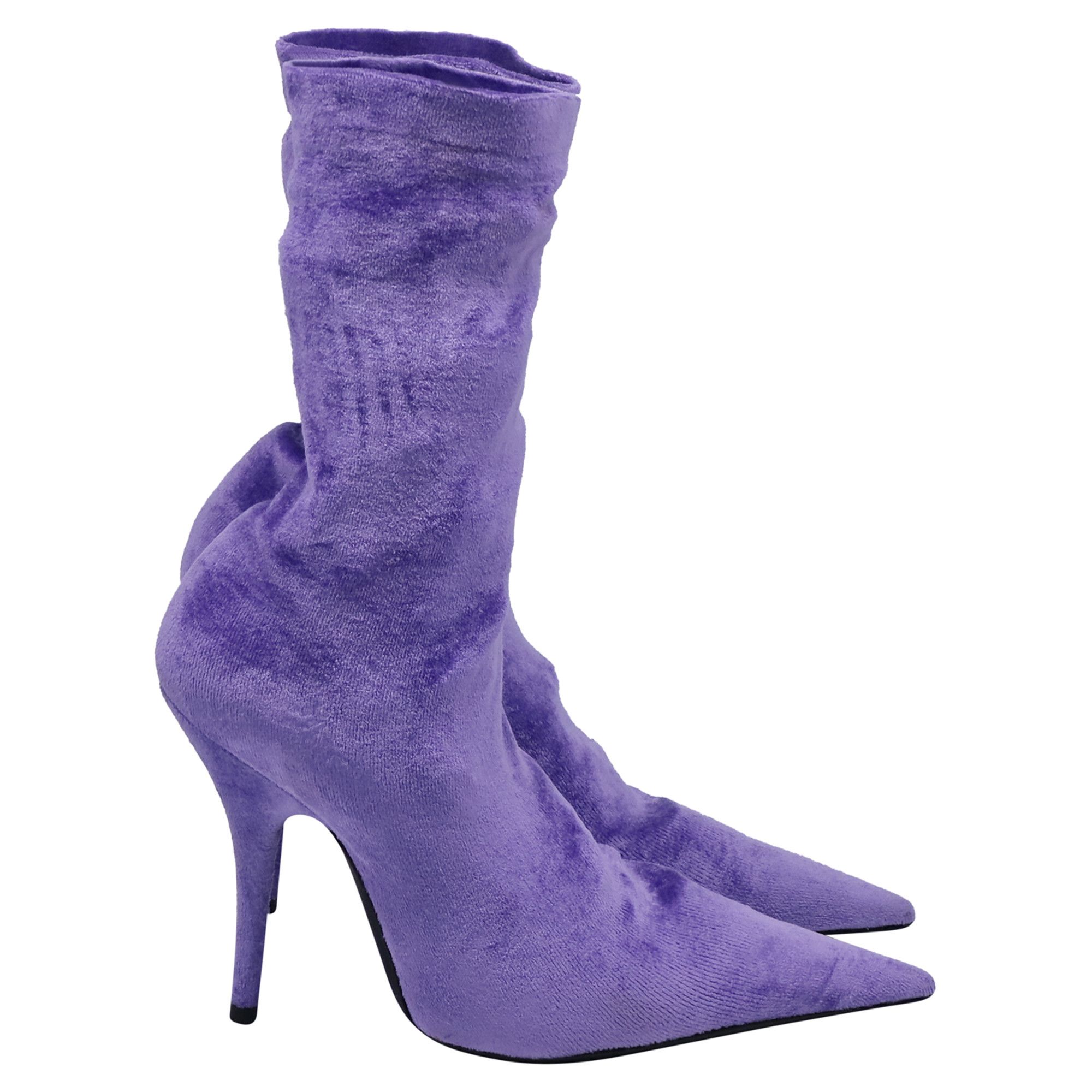Balenciaga Balenciaga Knife Sock Mid-Calf Boots in Purple Velvet Size US 6 / IT 36 - 1 Thumbnail