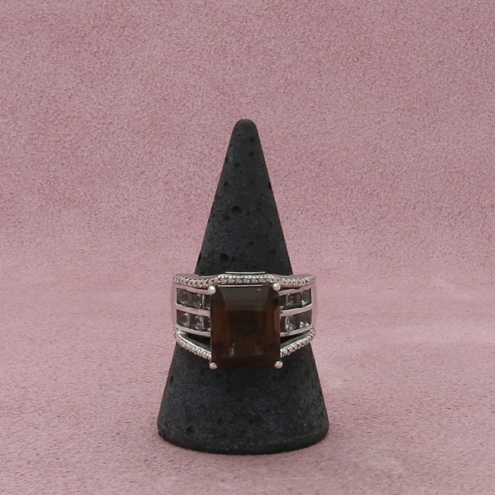 Sterling Silver sterling silver smoky quartz & white topaz ring size 9 Size ONE SIZE - 3 Thumbnail