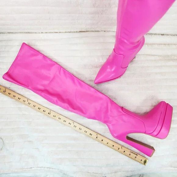 Other Delicious Hot Pink Fuchsia Pointy Toe Platform High Heel Str Size US 7.5 / IT 37.5 - 8 Thumbnail