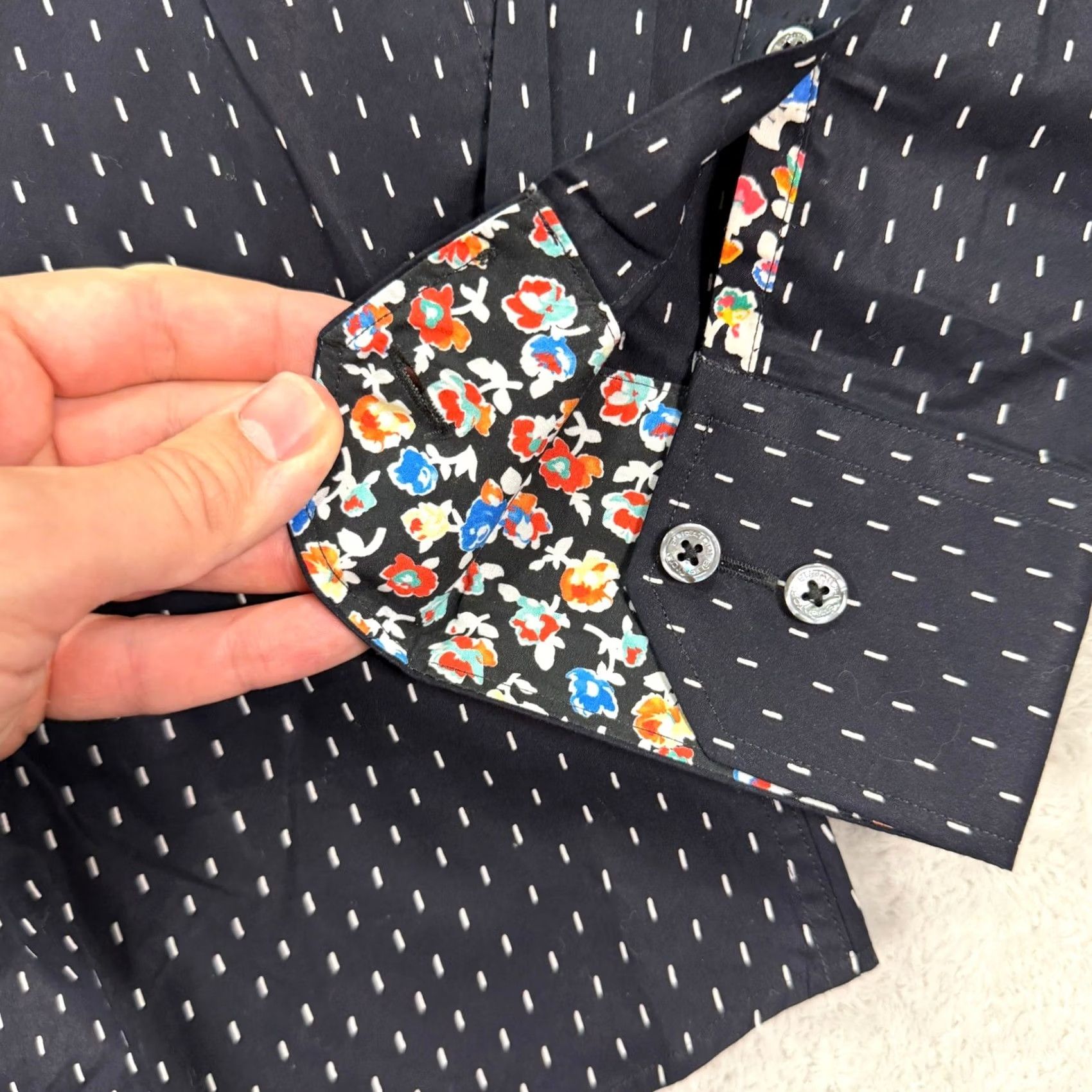 BUGATCHI Bugatchi Mens Large Button Up Shirt - Modern Black Floral Pattern Size US L / EU 52-54 / 3 - 4 Thumbnail