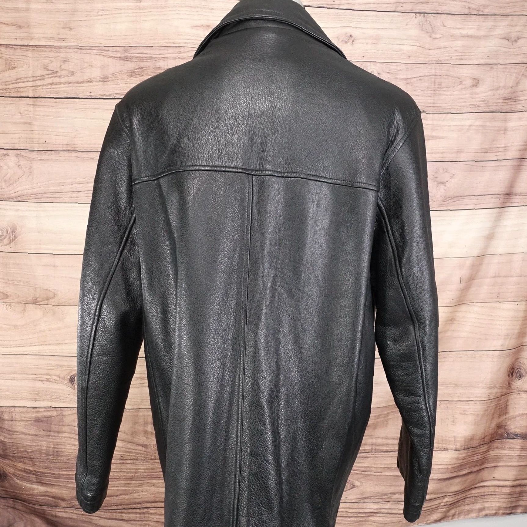 Vintage M. Julian by Wilsons Leather Coat Mens Large Black Button Overcoat Lined Warm Size US L / EU 52-54 / 3 - 5 Thumbnail