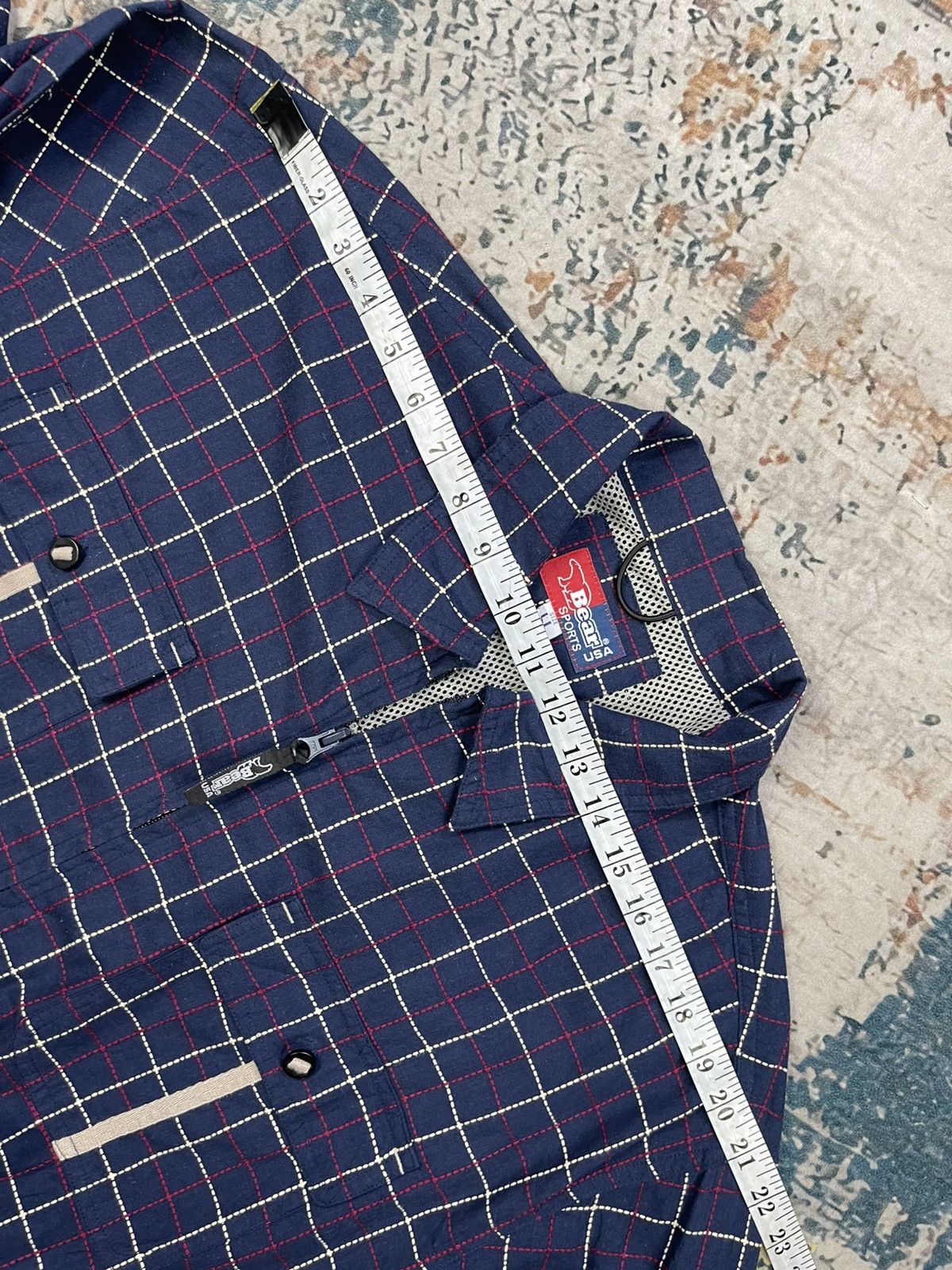 Golden Bear Golden Bear Chain-Detail Double Pocket Checked Zip-Up Shirt Size US L / EU 52-54 / 3 - 11 Thumbnail