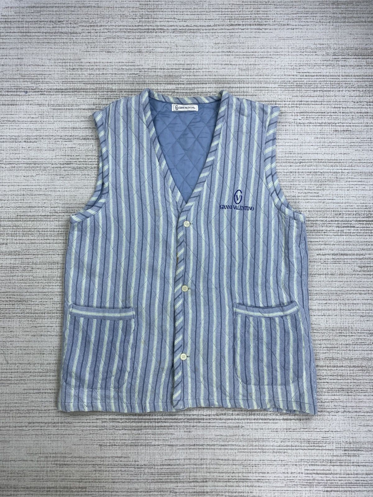 Gianni Valentino × Vintage Vintage Gianni Valentino Embroidery Logo Stripe Vest Size US M / EU 48-50 / 2 - 1 Thumbnail