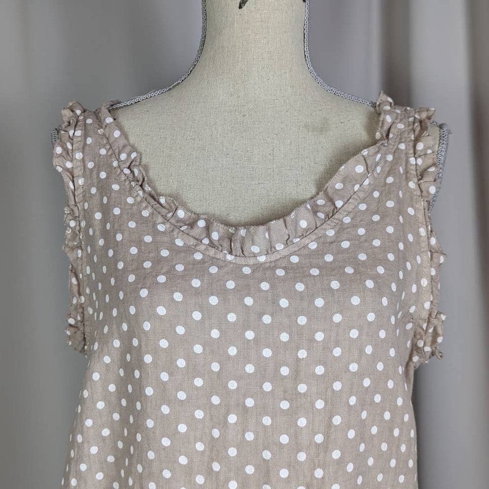 Other Stella Martini Polka Dot Linen Sundress Tan and White Medium Size M / US 6-8 / IT 42-44 - 9 Thumbnail