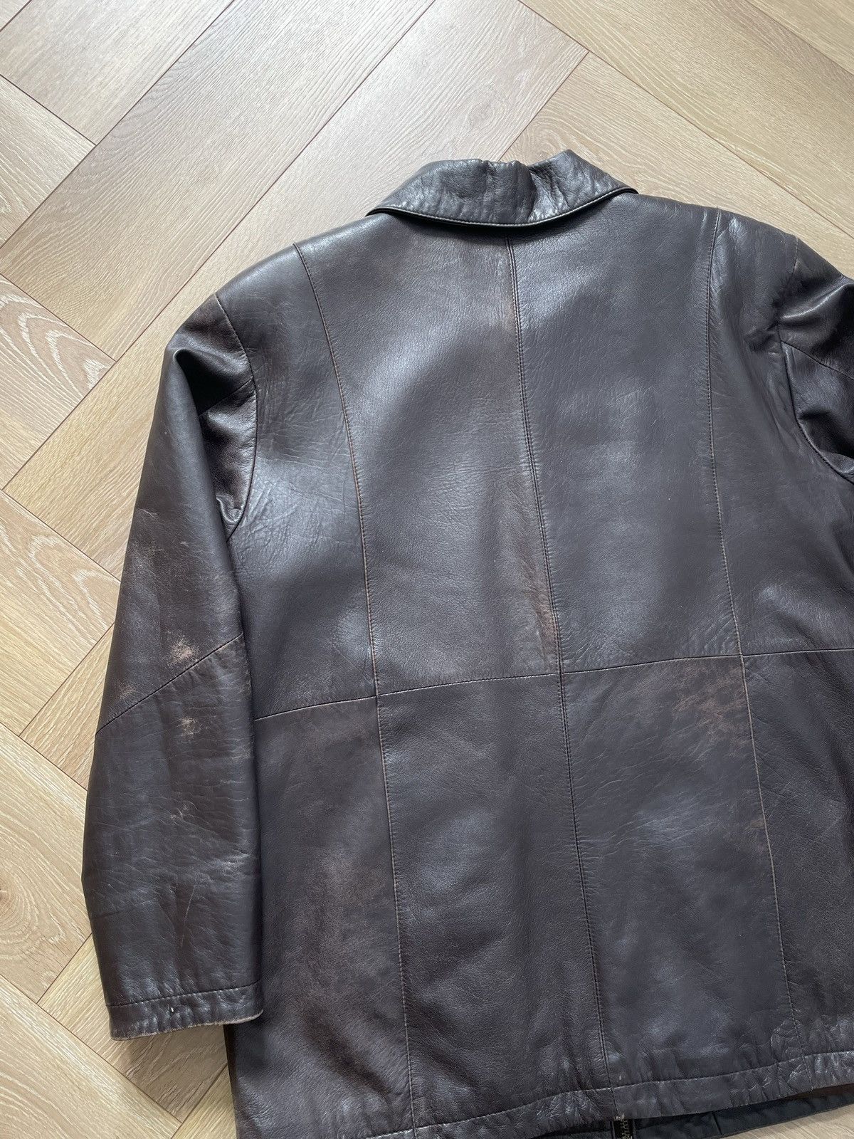 Vintage Washed Brown Retro 90s Genuine Real Leater Bomber Punk Rock Size US M / EU 48-50 / 2 - 7 Thumbnail