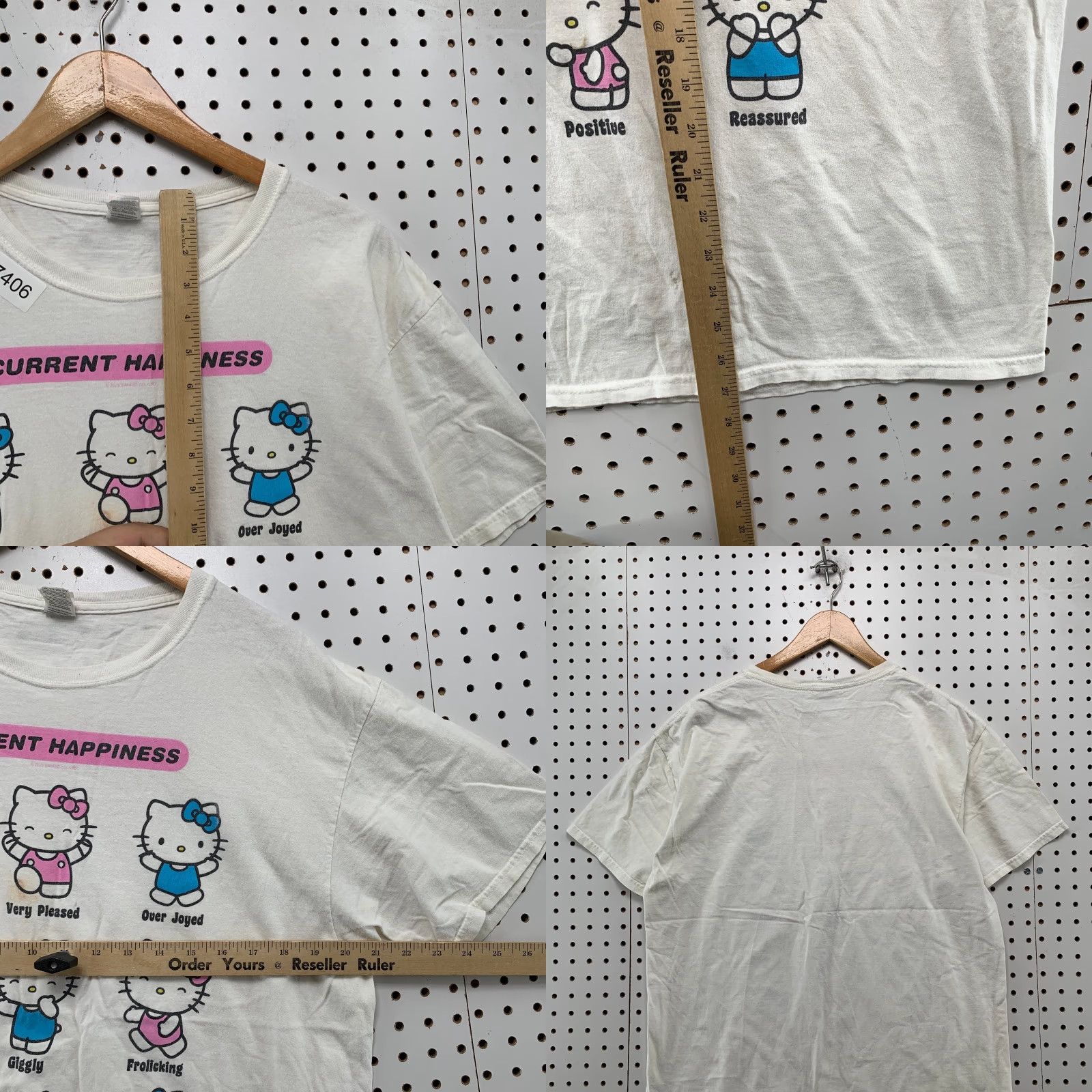 Fruit Of The Loom Hello Kitty Funny Happiness T Shirt Mens Large White Cartoon Short Sleeve Nike? Size US L / EU 52-54 / 3 - 9 Thumbnail