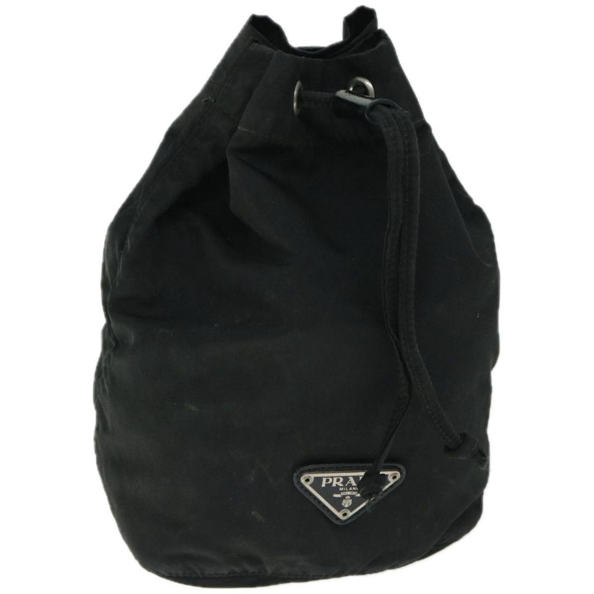 image of Prada Drawstring Pouch Pouch Nylon Black Auth 66836, Women's