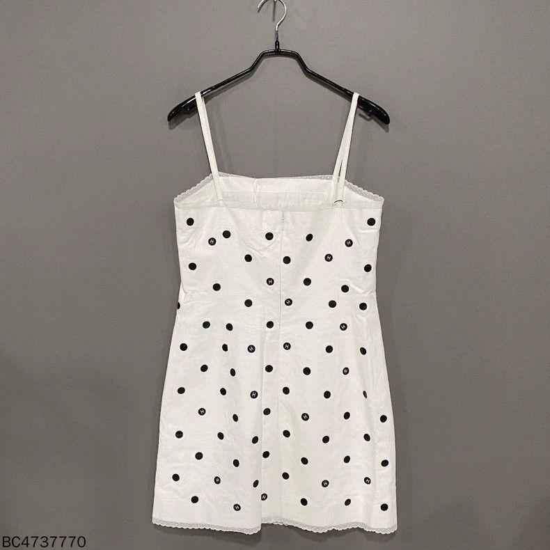 Chanel Chanel White polka dot logo suspender leather skirt Size XS / US 0-2 / IT 36-38 - 1 Thumbnail