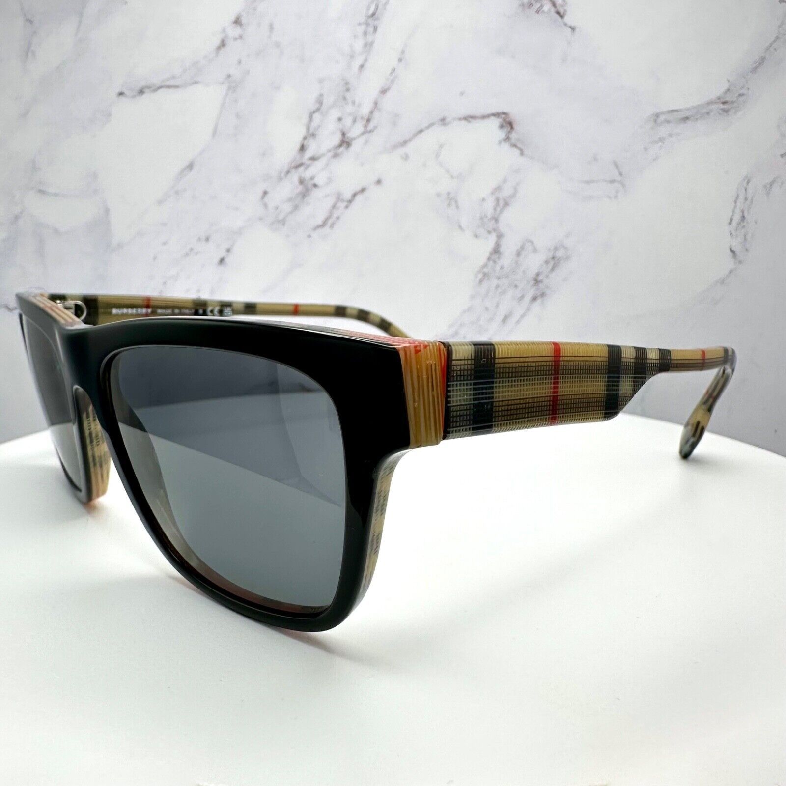 Burberry New Burberry Sunglasses Black Square Classic Check Arm Brown Size ONE SIZE - 17 Thumbnail