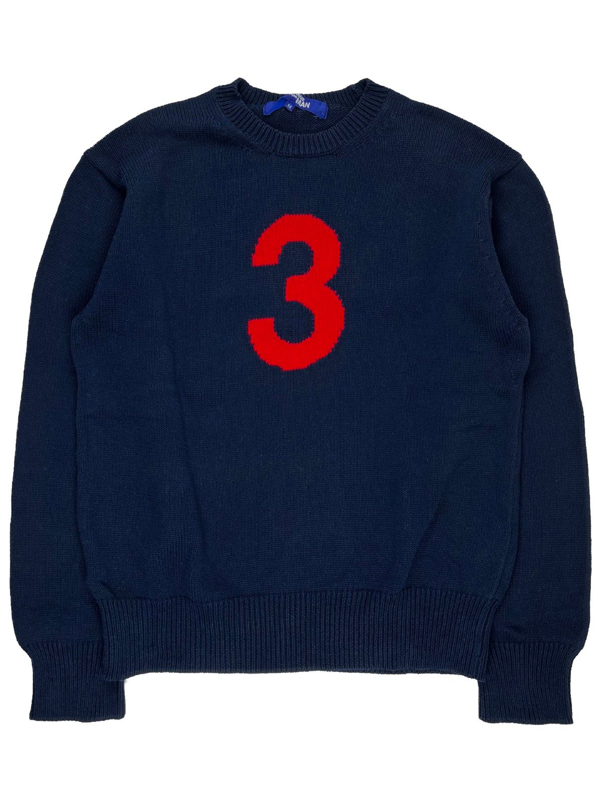 Pre-owned Comme Des Garcons X Junya Watanabe Ss02 Junya Watanabe Three Number Poem Knit Sweater In Navy