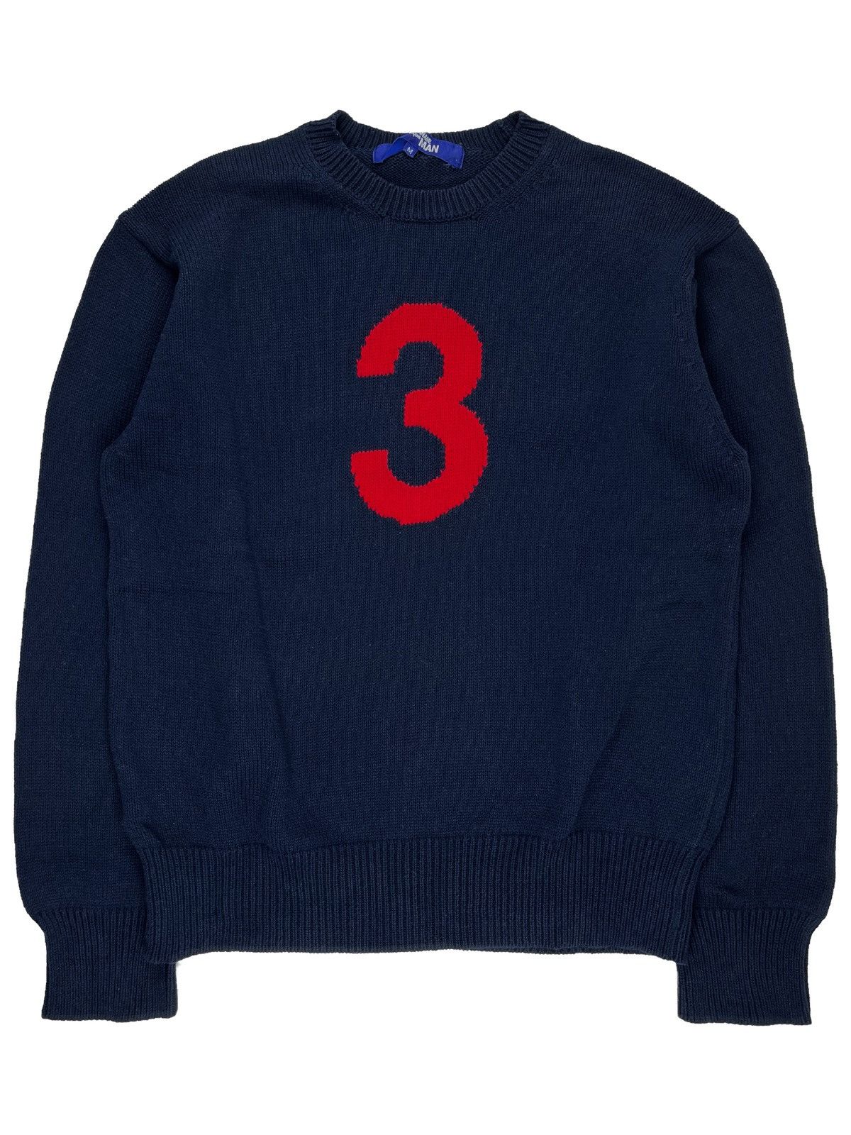 image of Comme Des Garcons x Junya Watanabe Ss02 Junya Watanabe Three Number Poem Knit Sweater in Navy (Size