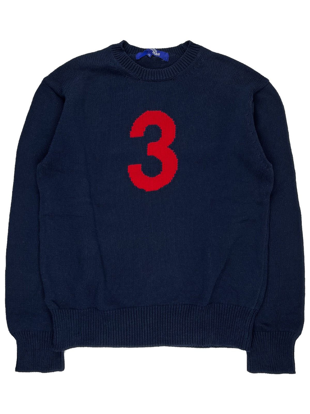 Pre-owned Comme Des Garcons X Junya Watanabe Ss02 Junya Watanabe Three Number Poem Knit Sweater In Navy