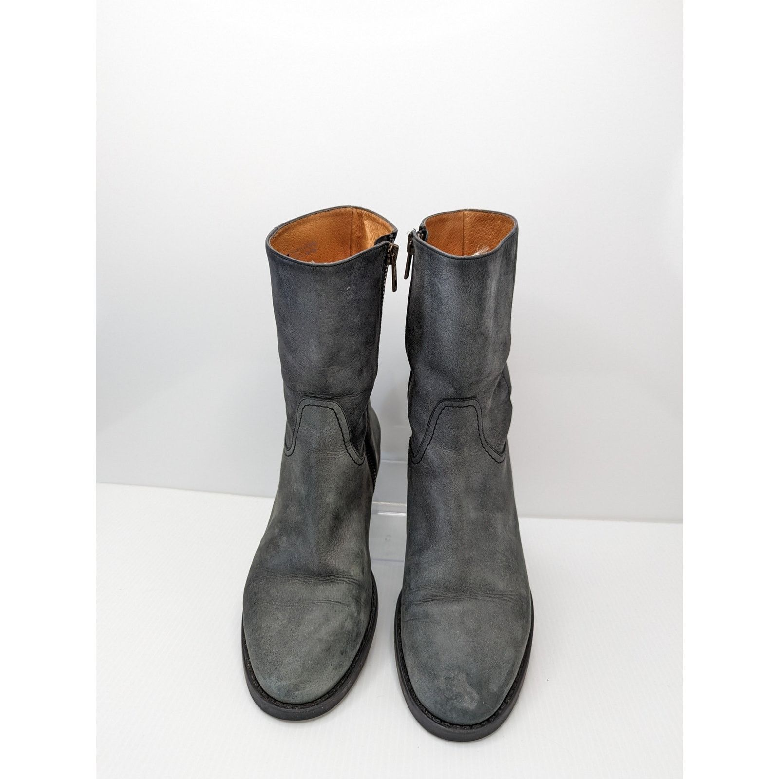 J.Crew Leather side zip heeled ankle boot sz 7 dark grey leather Size US 7 / IT 37 - 2 Thumbnail