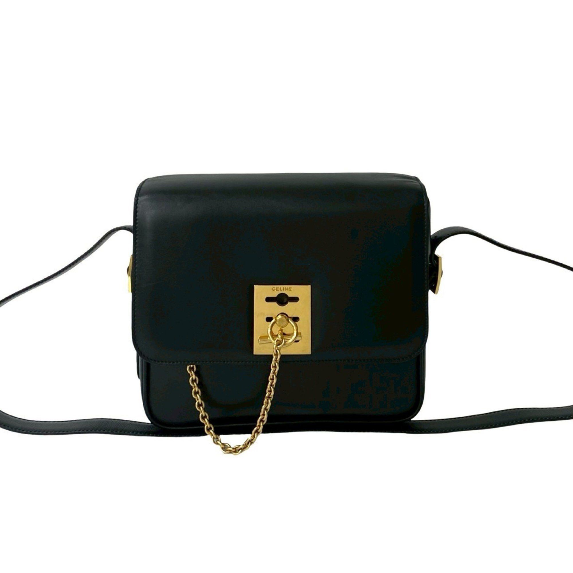 Celine CELINE 20527: Black calfskin leather shoulder bag with logo ring and hardware. Size ONE SIZE - 1 Thumbnail