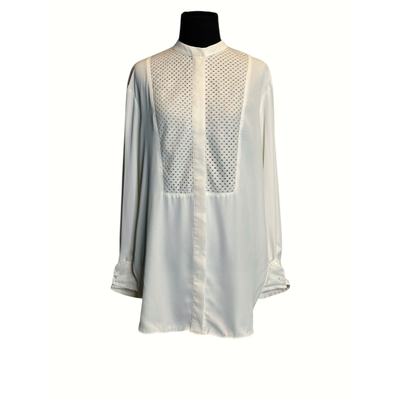 H&M H&M white long sleeves hidden button tunic blouse size Small Size S / US 4 / IT 40 - 14 Thumbnail