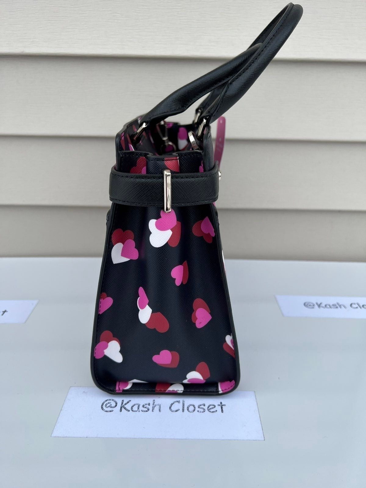 Kate Spade Kate Spade Satchel Staci Medium Satchel Heart Print Black M Size ONE SIZE - 9 Thumbnail