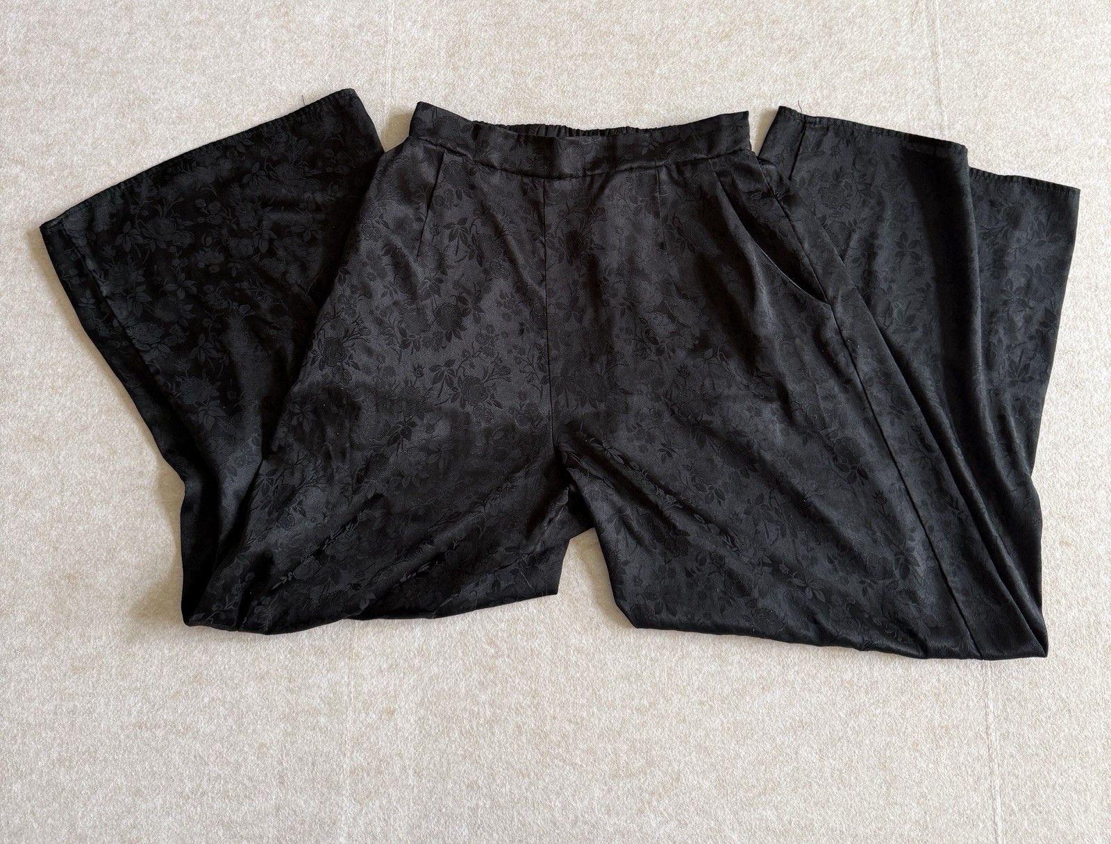 Other June & Ivy Black Floral Women’s Dress Pants Wide Leg Large Size 26" / US 2 / IT 38 - 1 Thumbnail