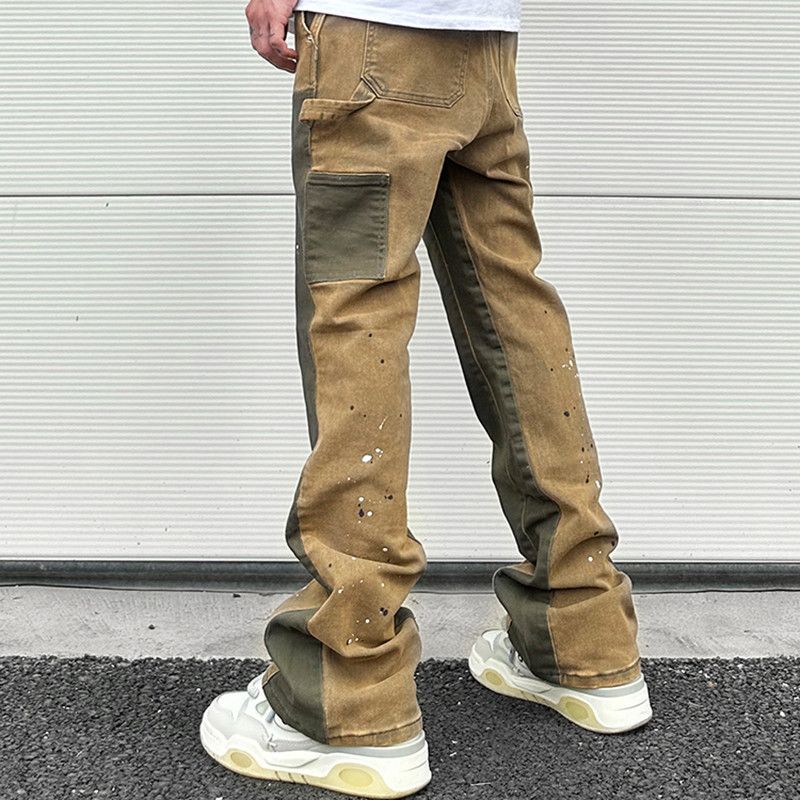 Japanese Brand SplashInk Painted Washed Micro Elastic Denim Logging Pants Size US 33 - 3 Thumbnail