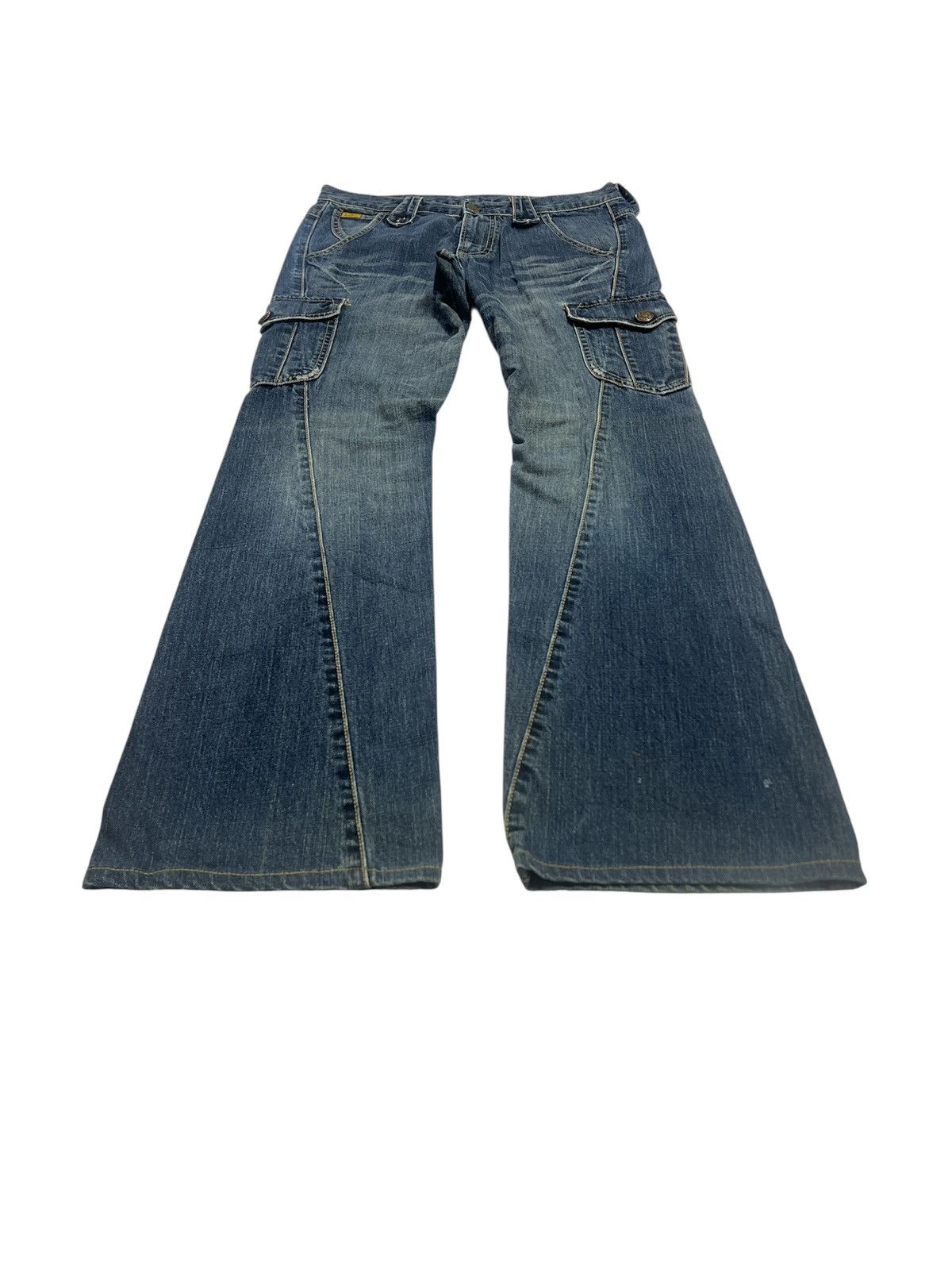 Japanese Brand FLARED 🔥 LEE RIDER CARGO TWISTED DISTRESSED DENIM PANT Size US 29 - 2 Thumbnail