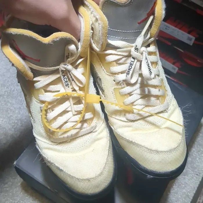Jordan Brand Off-White x Air Jordan 5 Retro SP PS 'Sail' Size 3 US Y Box Size US 4.5 / IT 34.5 - 9 Thumbnail